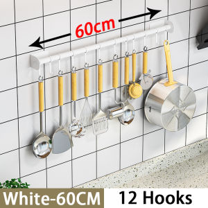 Kitchen Rack Hanging Rack Kitchen Hook Drill Free Wall Mounted Hook Kitchen Organizer Kitchen Cookware Untensil Storage Rack