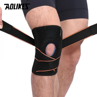 Đai bảo vệ đầu gối Aolikes A-7908 có lò xo đàn hồi trợ lực hỗ trợ dây chằng xương bánh chè Sport Knee Pad