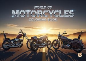 สมุดระบายสีเกรดพรีเมี่ยม ธีม " World of Motorcycles " โลกแห่งมอเตอร์ไซด์ กระดาษหนา210แกรม เล่มใหญ่สุดคุ้ม (แถมฟรี สีไม้1กล่อง)