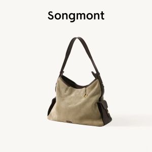 Songmont Tuân theo dấu vết hobo Túi 26 Túi tote đeo chéo nữ mẫu mới da thuộc thảo mộc dây đeo vai rộng dung tích lớn
