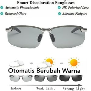 [TERLARIS] Kacamata Polarized Photochromic Bisa Berubah Warna Anti Silau Bisa Buat Mancing Paser Ikan - Kaca Mata Pria Wanita Memancing Ikan Tembus Air - Kaca Mata Anti Silau Siang dan Malam Polarized Photocromic - Kacamata Pria Wanita Hitam