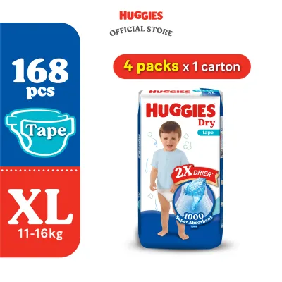 Huggies Dry Tape Diapers XL42 (4 packs) - Fastest Absorbing Baby Diaper
