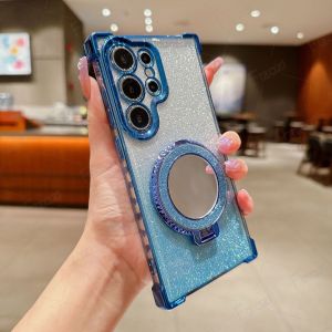 For Samsung Galaxy A57 A56 A55 A54 A53 A52 A51 A37 A36 A35 A34 A33 A32 A23 A24 A25 A26 A12 A13 A14 A15 A16 A17 A03 A04 A05 s A06 A07 A73 4G 5G Luxury Magsafe Wireless Charging Glitter Phone Case Plating Mirror Airbag Bracket Cover Casing