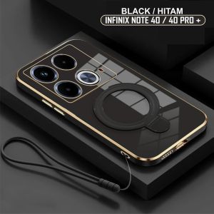 Softcase Infinix Note 30 40 12 G96/2023 GT 10 20 Pro Plus 4G 5G CaseRing Plating Holder Magnetic Free Tali Lanyard Premium