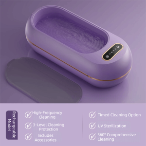 YIFEICHONGTIAN 360 ° Làm sạch sâu Máy làm sạch siêu âm đa năng 3 chế độ Di động Máy tẩy vết bẩn trang sức Bền bỉ Đa chức năng Nước lau kính gia dụng cho Kính Trang Điểm Cọ Trang Điểm