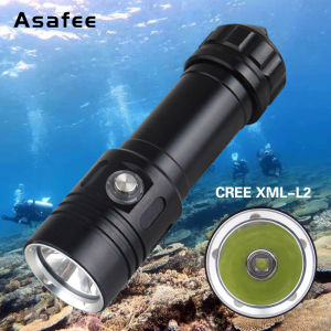Asafee AF05D L2 LED Ultra Bright Torch Underwater 50m Diving Flashlight Lamp 4 Files Waterproof L2 LED Dive Light Power By 26650 / 18650 Battery