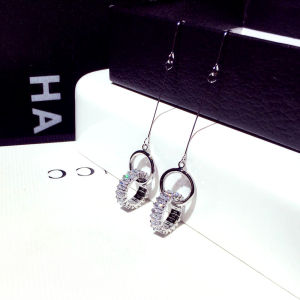 Yukis New Fashion Long Super Elegant Micro Inlaid Round Zircon Earring Ear Hook Temperament For Lady Romantic Exquisite Luxury Earring For Women