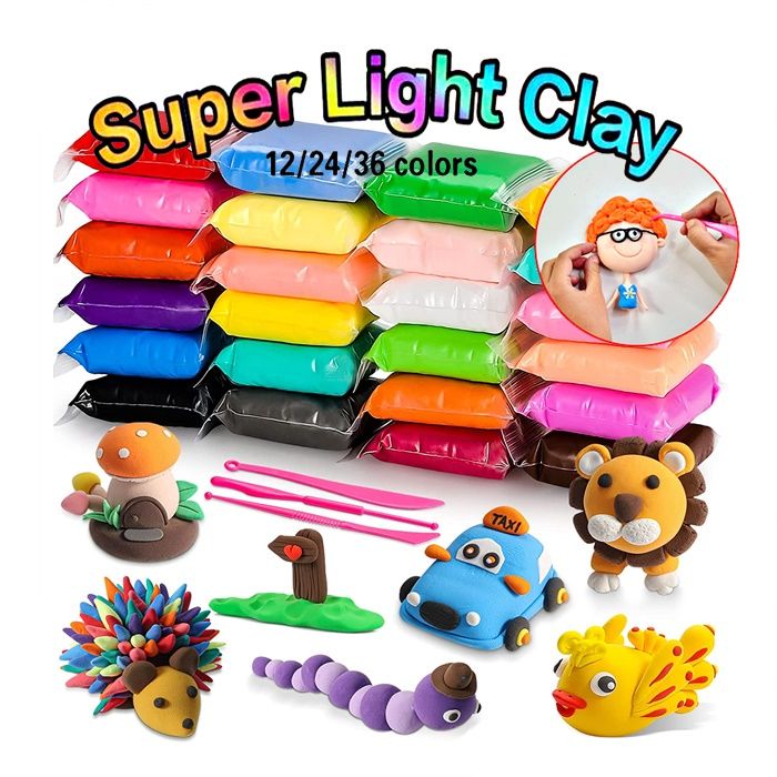 Super Light Clay 12/24/36 Colors Air Dry Clay Non Toxic DIY Children's ...