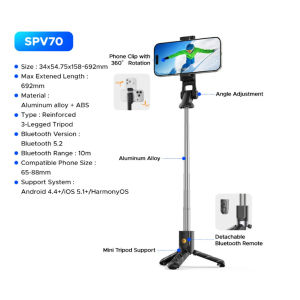 ORICO Bluetooth Selfie Stick Tripod ORICO Portable 360° Rotation Phone Holder Wireless Remote Shutter for IOS Android Vlog Shooting