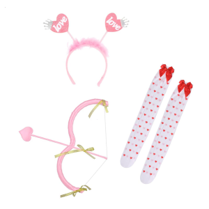 Love Heart Headband Stocking Bows And Arrows Props Halloween Cosplay Accessory for Women Valentines Day Wedding Cosplay