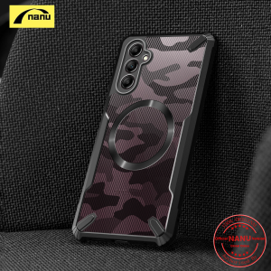 NANU For Samsung Galaxy A14 A34 A54 5G Magnetic Attraction Case Hard [Camouflage Bull] Hybrid Shockproof Slim Crystal Clear Cover Double Anti Drop Protection Phone Casing Clear Back Flexible TPU Frame Bumper