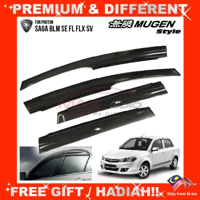 PROTON SAGA BLM SE FL FLX SV MUGEN Door Visor Grade A Premium Acrylic Smoke Black Rain Guard Window Car Air Press
