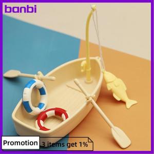 banbi โมเดลเรือหาปลาพลาสติกสำหรับเด็ก เรือของเล่นจำลองขนาดเล็กของขวัญสำหรับเด็ก1ชุดเรือตกปลาขนาดเล็ก