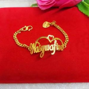 Gelang liontin costum nama lapis emas 24k