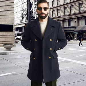 Mens mediumlength tweed coat jacket fall and winter longsleeved tweed jacket mens tweed jacket