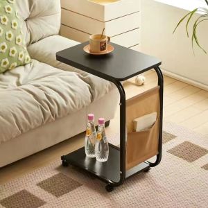 Movable Table Coffee Table with wheels Minimalist Tea Table Side Cabinet Computer Table for Home Bedroom Storage Rack