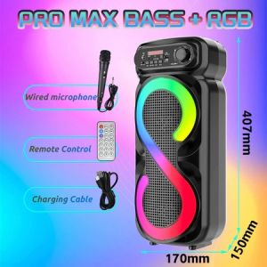 Outdoor Bluetooth Karaoke With Mic Big Size Original Super Bass Stereo wireless rechargeable Speaker