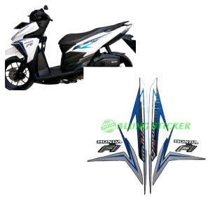 STIKER STRIPING LIS LES BODY MOTOR VARIO TECHNO 125 FI 2016 FULL HITAM-BIRU 1SET STANDAR