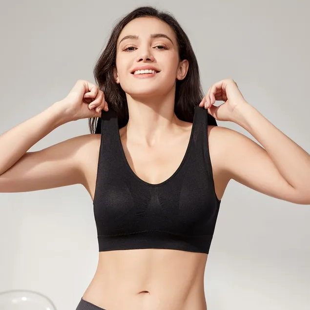 Women Plus Size Sports Bra Double Layer Seamless Workout Fitness Vest Yoga  Bra