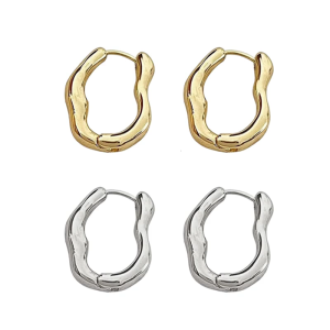 Minimalist Gold/Silver Tone Geometric Ear Clips Fashionable Hollow out Irregular Shaped Earrings Accessory for Parties