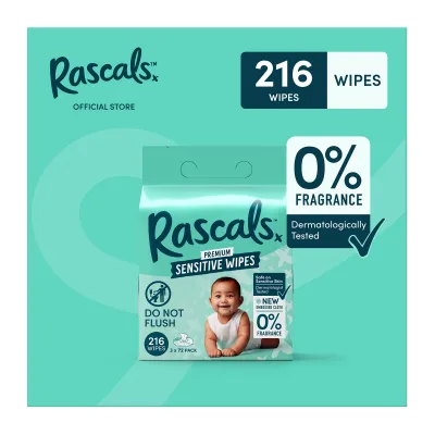 Rascals Sensitive Wipes - 3 x 72 PCS