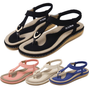 Summer Leather Shoes Fashion Sandal Soft Touch Heel Causal Patry Dinner Womens Flat Sandal Daily Wear Korean Shoes