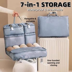 MMLUCK Large Capacity Luggage Organizer Pouch Foldable Hanging Packing Cubes Space Saving with Handle Suitcase Clothes Storage Bag Travel Accessories