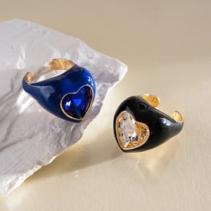 DISKAS Exaggerated Opening Ring Candy Color Love Heart Big Dome Plain Ring Hand Ornaments Fashion Geometric Ring Women