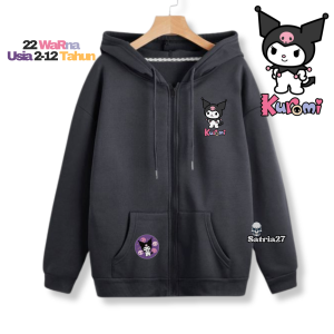 jaket anak laki-laki perempuan kuromi model ziper umur 2 3 4 5 6 7 8 9 10 11 12 tahun/sweater hoodie anak cewek cowok/sweeter hodie anak perempuan laki-laki/switer anak perempuan terbaru