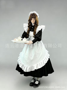 New Product   Black and white English-style long maid dress   Lolita   Japanese-style cute dress   Maid COS Clothing