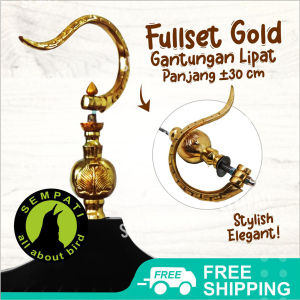 SEMPATI Gantungan Sangkar Burung Cungkok Gold Plus  Pion Daun Kelas Pasar Gantungan Kandang Murai Kotak Lipat Warna Emas Cantolan Sangkar