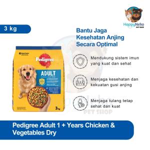 Pedigree Adult Dog Chicken & Vegetables Flavor 3KG Makanan Anjing