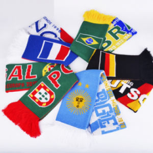 Custom Slogan  Knitting Jacuard Delicate Tassel Basketball Football Fan Scarf Fan Club Scarf