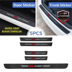 Model Print Stiker Pelindung Pintu Mobil Chery Omoda Tiggo Karbon 3D Door Sill Plate Guard Cherry Stiker Pelindung Pijakan Lantai Pintu