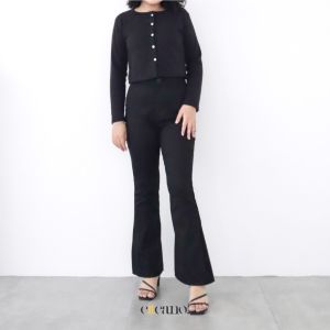 ELLEANO | Ara Pants - Flare Pants - Celana Cutbray Petite - Petite Pants - Celana Panjang Highwaist