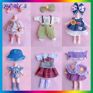 xuhaiy ชุดเสื้อผ้าสำหรับตุ๊กตา Ob11 16-17ซม. ชุดเสื้อผ้าแฟชั่น1 8 BJD dressup skirt 6นิ้วชุดเครื่องแบบเสื้อผ้าน่ารัก