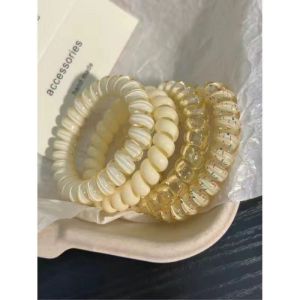 Laz nigori phong cách Hàn Quốc trong suốt dễ thương cột tóc xoắn ốc cho phụ nữ mùa hè tươi mới & Buộc Tóc co giãn liền mạch với thiết kế hình học