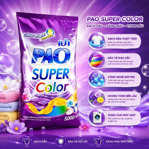 Bột Giặt PAO SUPER 5kg Thái Lan Chính Hãng Trắng sáng cực kỳ và sạch hơn hương thơm êm dịu tươi mát