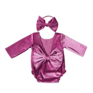 Baby Bowknot Headband Romper Outfit Girl Photo Shoot Clothes Photography Props for Infant Photo Shoot Costume Clothing