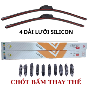 Gạt Mưa Ô Tô Dòng Xe MITSUBISHI ZINGER TRITON OUTLANDO MIRAGE ATTRAGE XPANDER PAJERO XPORCE. JOLIE. ...4 Lưỡi Silicon Gạt Sạch Êm Không Để lại Vệt Mờ Giúp Tầm Nhìn Thoáng Lái Xe An Toàn 4L