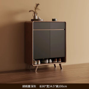 Shoe Cabinet Home Solid Wood Shoe Rack Cabinet Living Room Storage Cabinet Large Capacity Entrance Cabinet (EW)