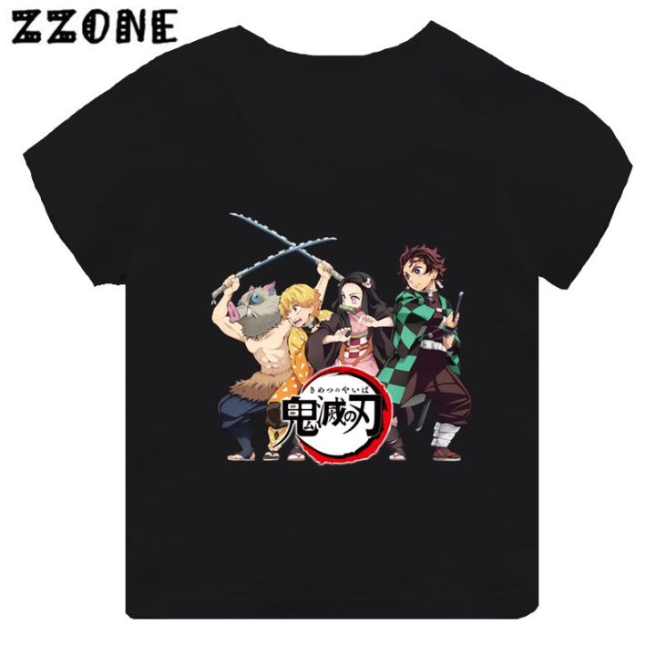 Anime Demon Slayer Print Kids T-shirt Blade of Ghost Dance Cartoon Tops for Girls and Boys