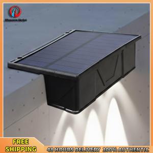 2 Pack 3 LED Solar Wall Light IP65 Waterproof Sunlight Powered Lamp Solar Fence Wall Light for Outside Backyard/Step/Patio/Deck