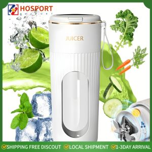 【HOSPORT】 340ml Portable Juicer Juicer Bottle Rechargeable Electric Juicer Cup 1200mAh Juice Extractor 14 Blades for Home Office Travel