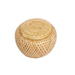 ZGNAY MALL Double Layer Bamboo Weave Basket Retro with Cover Bamboo Food Storage Jars Practical Handmade Tea Box Snack