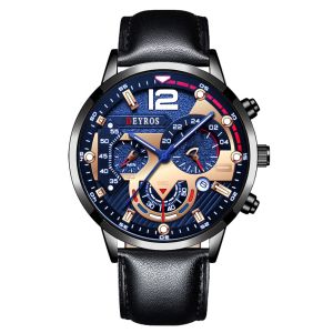 Jam Tangan Pria Kasual Formal Deyros Kulit Dial Tipis Minimalis Waterproof Asli Tahan Air Original Premium Luminous Bercahaya Kalender Aktif Quartz Analog Maskulin New Model Terbaru Aksesoris Arloji Mens Watches Trendy Kekinian COD Bayar Ditempat -JPD-02