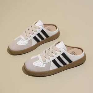 IELGY Fashionable Old German Training Baotou Semi-slippers Womens Platform Without Heels One-foot Slip-on Shoes