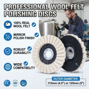 Wool Felt Polishing Wheel Black Mesh Polishing Disc Angle Grinder Flat Surface High Efficiency Durable Metal Wood Automotive Polishing Tool