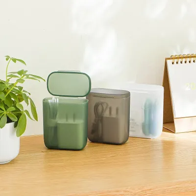 QIHUISHI Hộp đựng có nắp bộ Kẹp giữ dây Cáp bàn và ngăn để Cáp sạc và phụ kiện-Thiết kế tối giản hiện đại