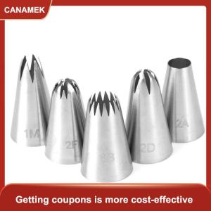 【CANAMEK】 Bộ 5 đầu phun kem bánh ngọt bằng thép không gỉ dùng để trang trí bánh cupcake